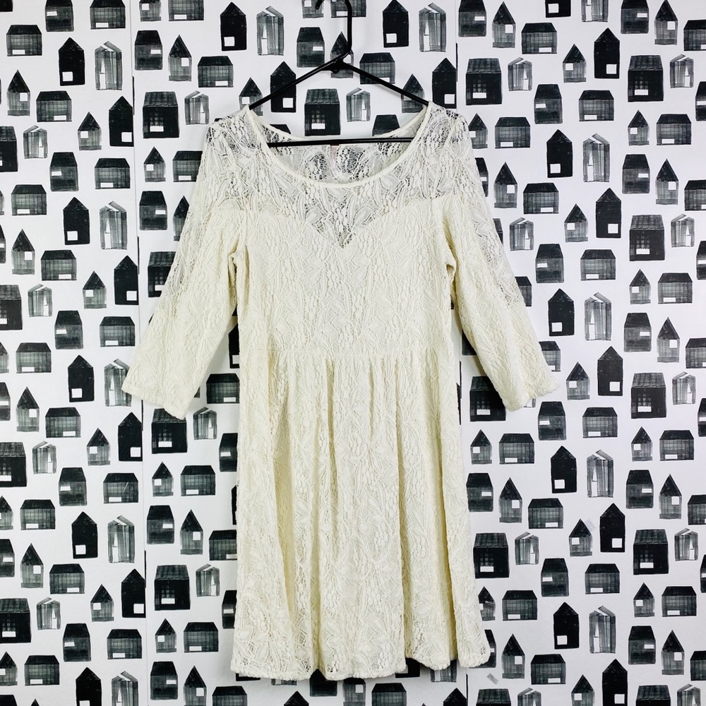 Free People | White Lace Long Sleeve Dress